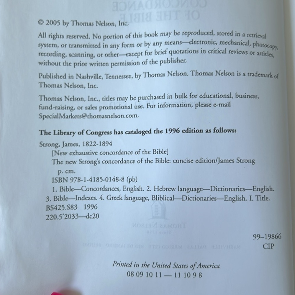 5/$25 Strong’s Concise Concordance of the Bible Paperback 2005 - Picture 2 of 3